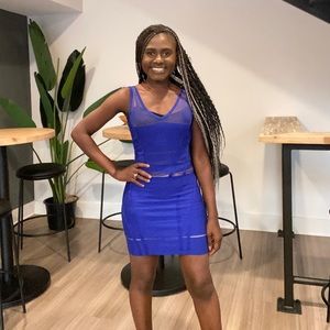 Blue V-Neck Bodyfitted Dress